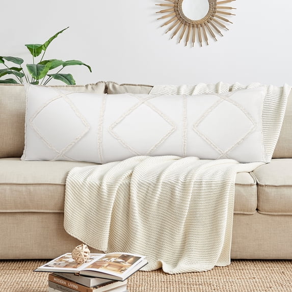 Sweet Jojo Designs Diamond Tuft Ivory Body Pillow Cover Case 54x20 (Pillow Not Included)