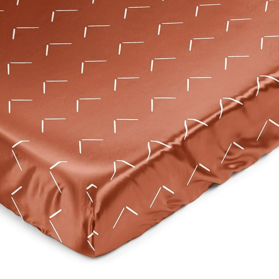 Sweet Jojo Designs Diamond Tuft Orange and Ivory Satin Fitted Crib Sheet