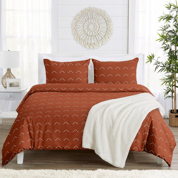 Sweet Jojo Designs Diamond Tuft Orange Rust Twin Comforter Set