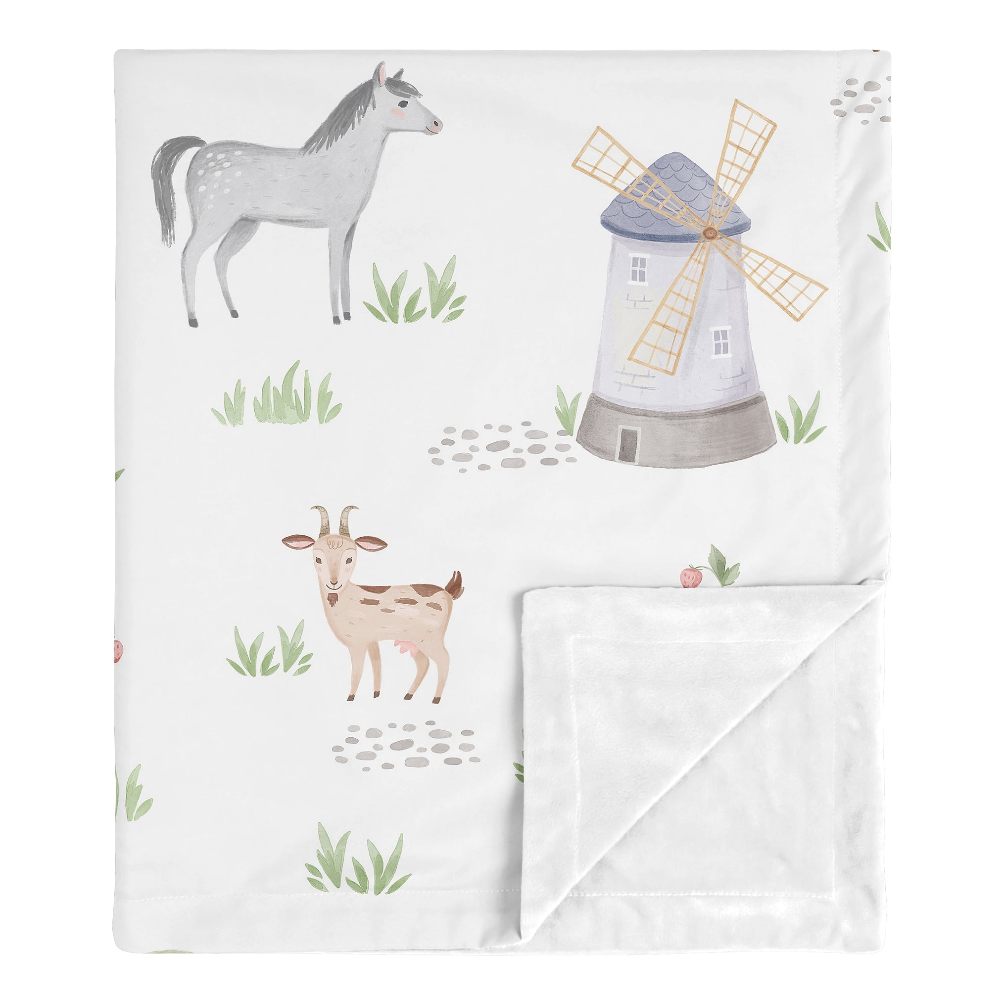Sweet Jojo Designs Farm Animals Gray Green Grey Red Baby Security Blanket