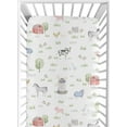 thumbnail image 1 of Sweet Jojo Designs Farm Animals Gray Green Grey Red Fitted Crib Sheet, 1 of 7
