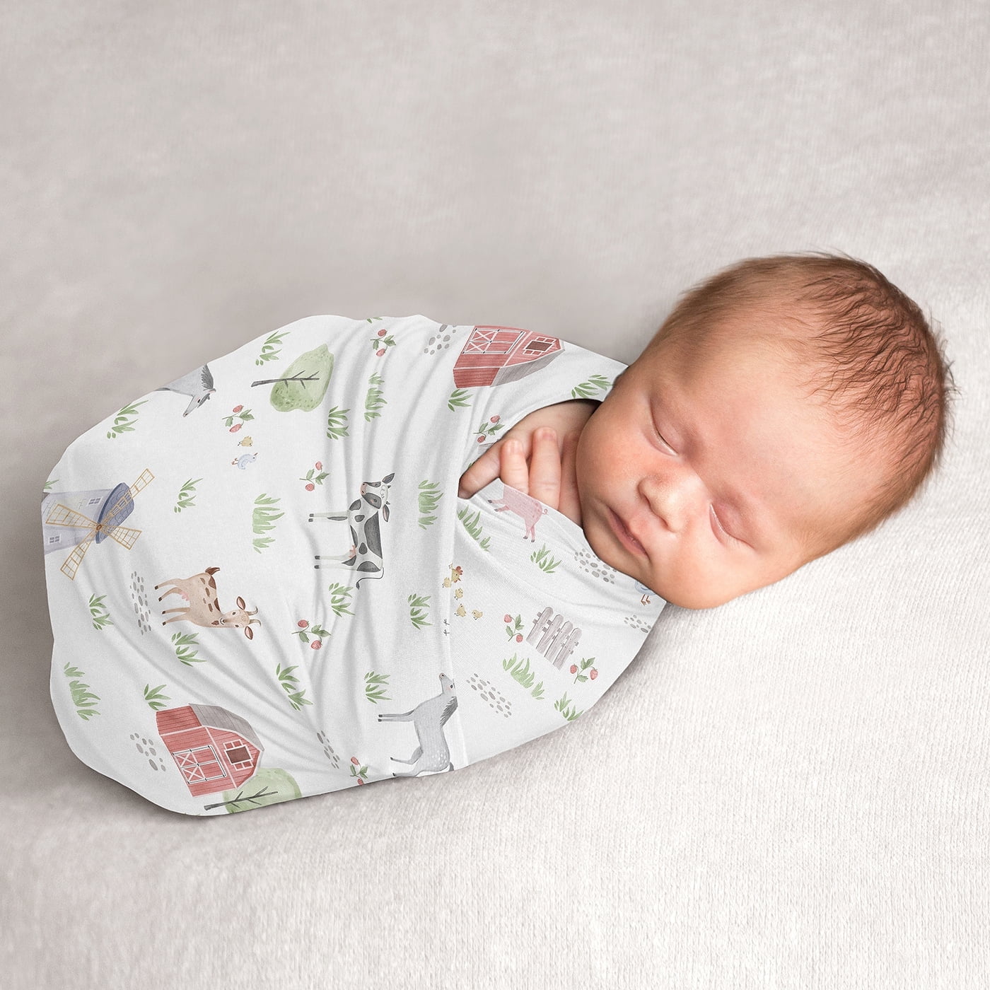 Sweet Jojo Designs Farm Animals Multicolor Swaddle Blanket