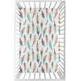 thumbnail image 1 of Sweet Jojo Designs Feather Blue Pink and Grey Mini Fitted Crib Sheet, 1 of 3