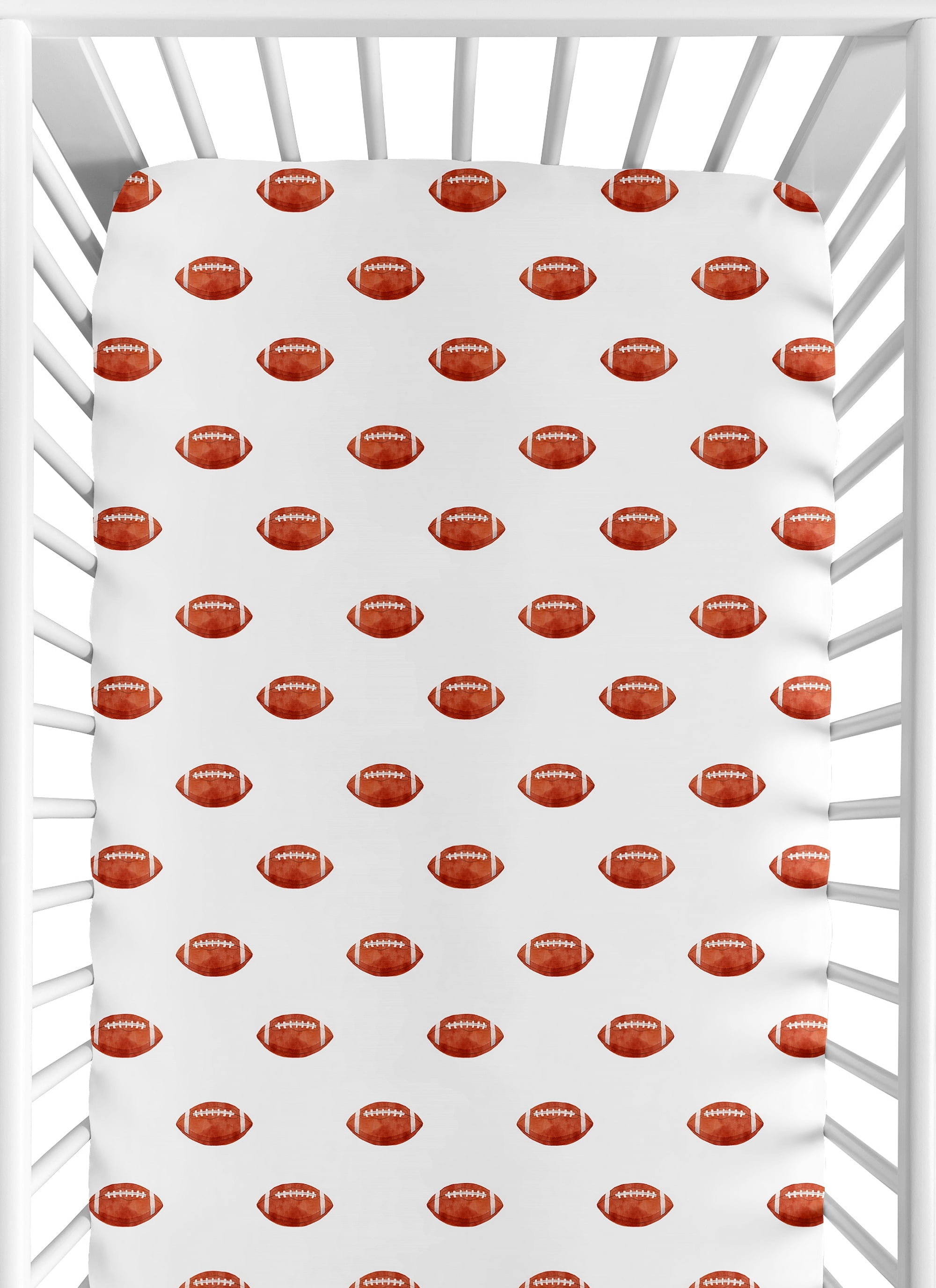 Sweet Jojo Designs Football Brown and White Fitted Crib Sheet