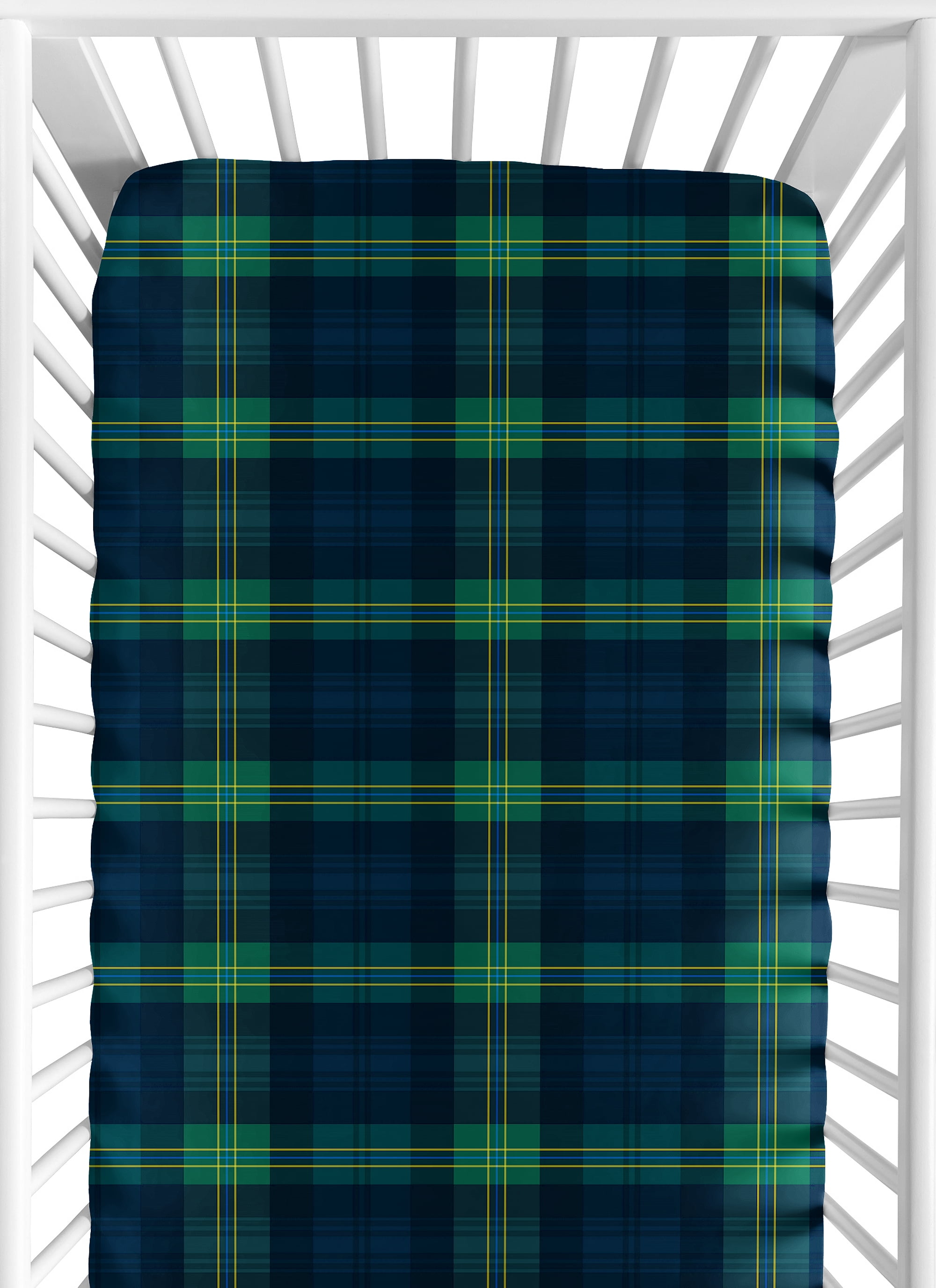 Sweet Jojo Designs Gingham Green Plaid Boy, Girl, Unisex/Gender Neutral Fitted Crib Sheet