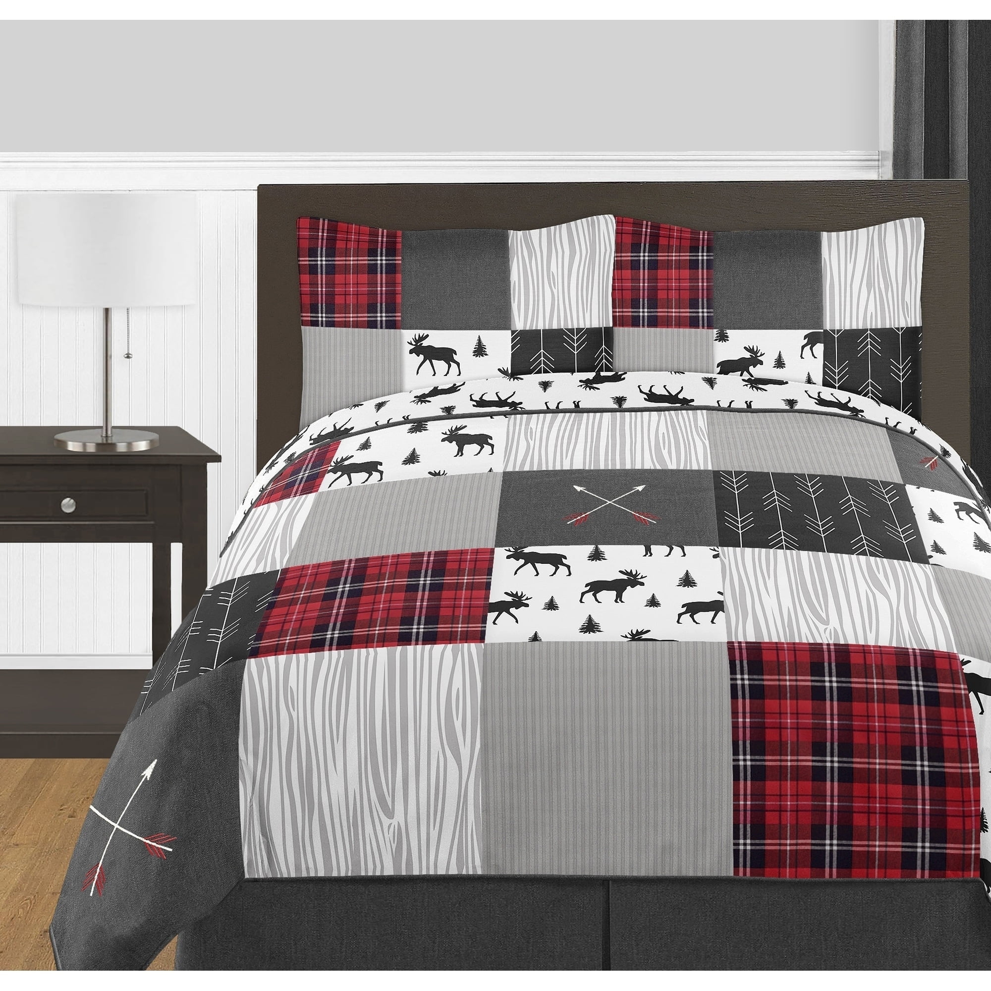 Full Red and Black Reversible Microfiber Kids Comforter Set