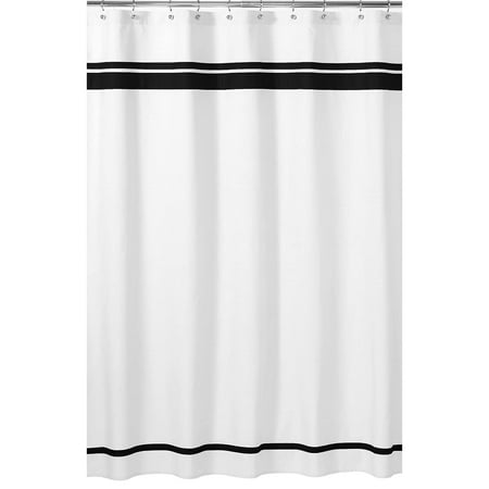 Sweet Jojo Designs Hotel White and Black Fabric Shower Curtain 72x72