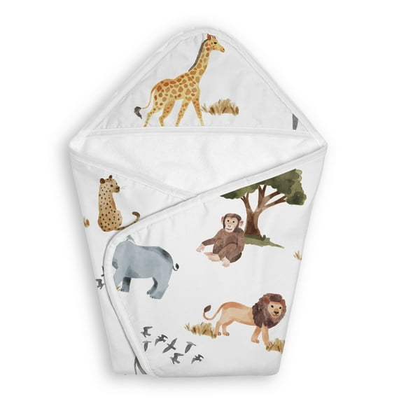 Sweet Jojo Designs Jungle Animals Boy, Girl, Unisex/Gender Neutral Hooded Baby Towels - Toddler Bath Towel