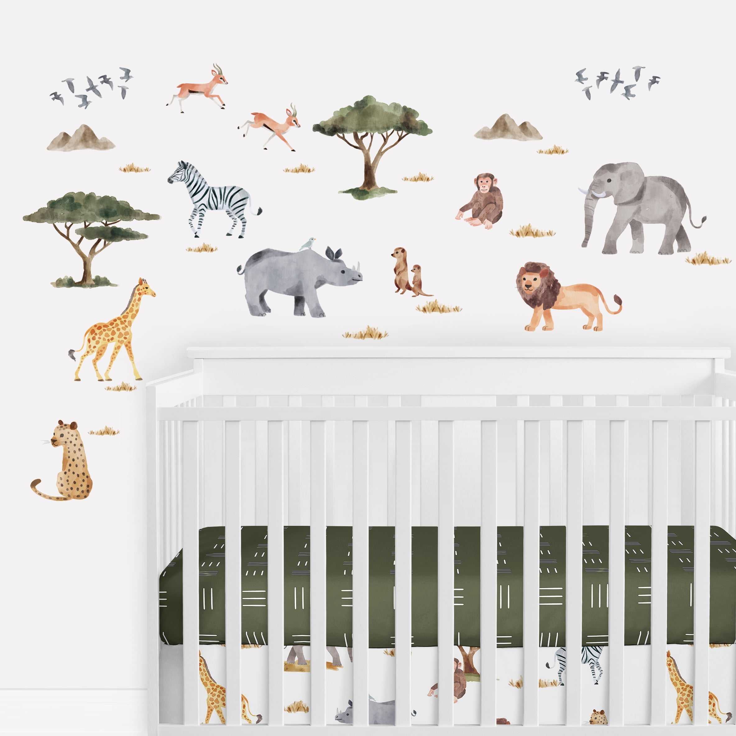 Safari Jungle Animals Multicolor Vinyl Wall Decal Stickers Set