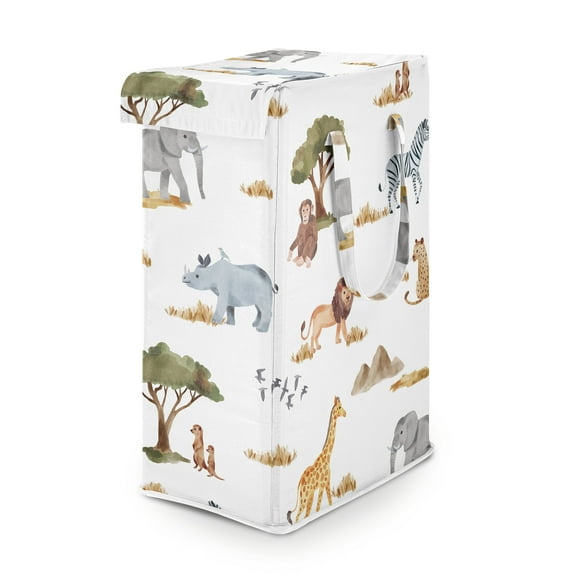 Sweet Jojo Designs Jungle Multicolor Foldable Laundry Hamper with Handles