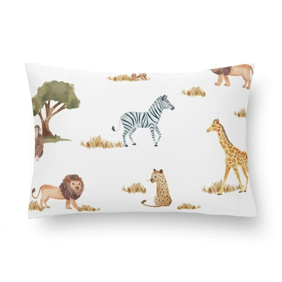 Sweet Jojo Designs Jungle Boy, Girl, Unisex/Gender Neutral Mini Pillow with Pillowcase 12x8 in.