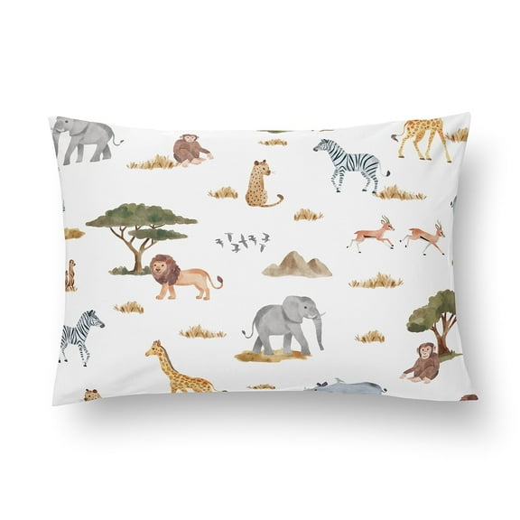 Sweet Jojo Designs Jungle Multicolor Toddler Pillow with Pillowcase 13x18 in.