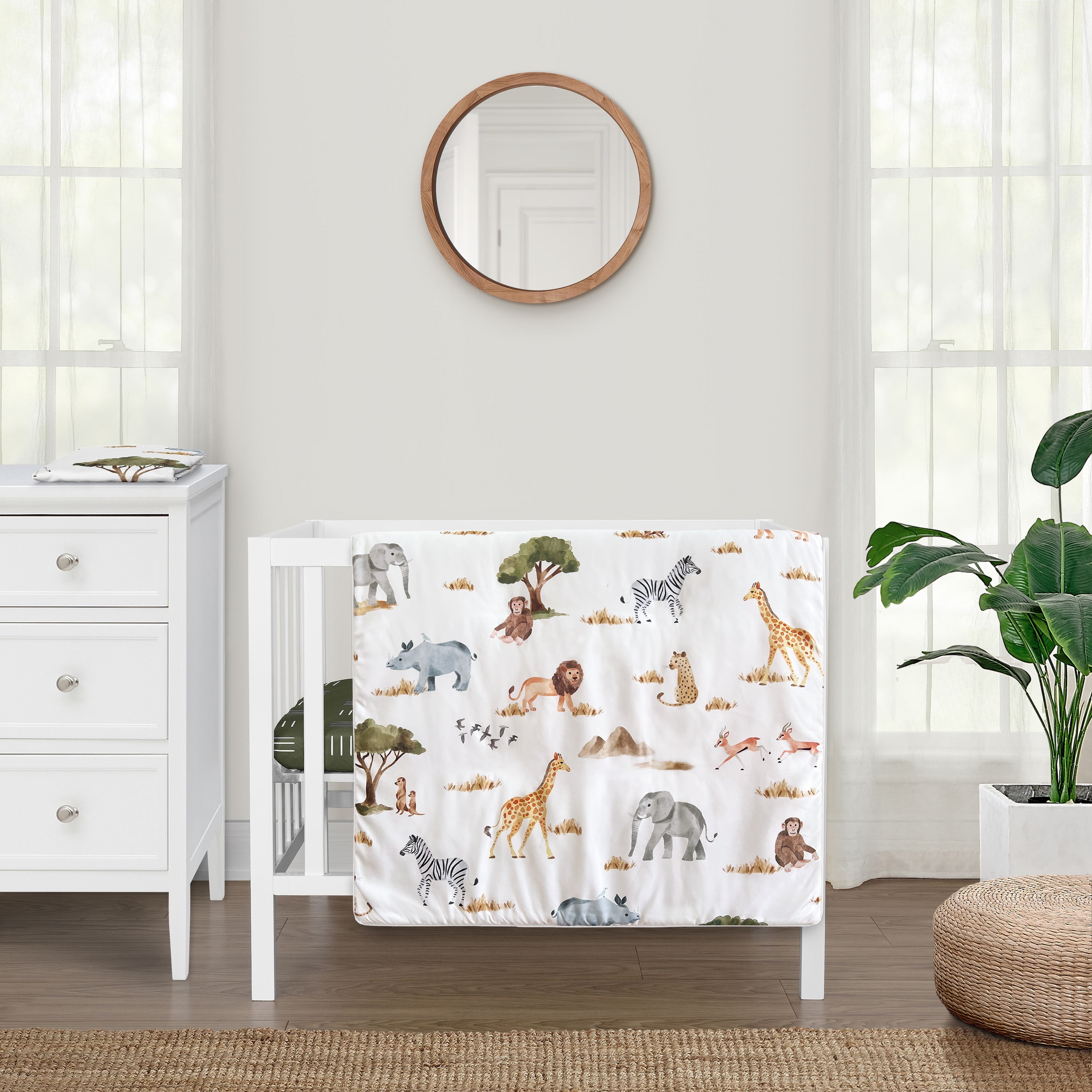 Sweet Jojo Designs Jungle Multicolor 3 Piece Mini Crib Bedding Set