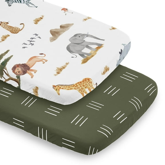 Sweet Jojo Designs Jungle Multicolor Baby Bassinet Fitted Sheets 2 Piece Set