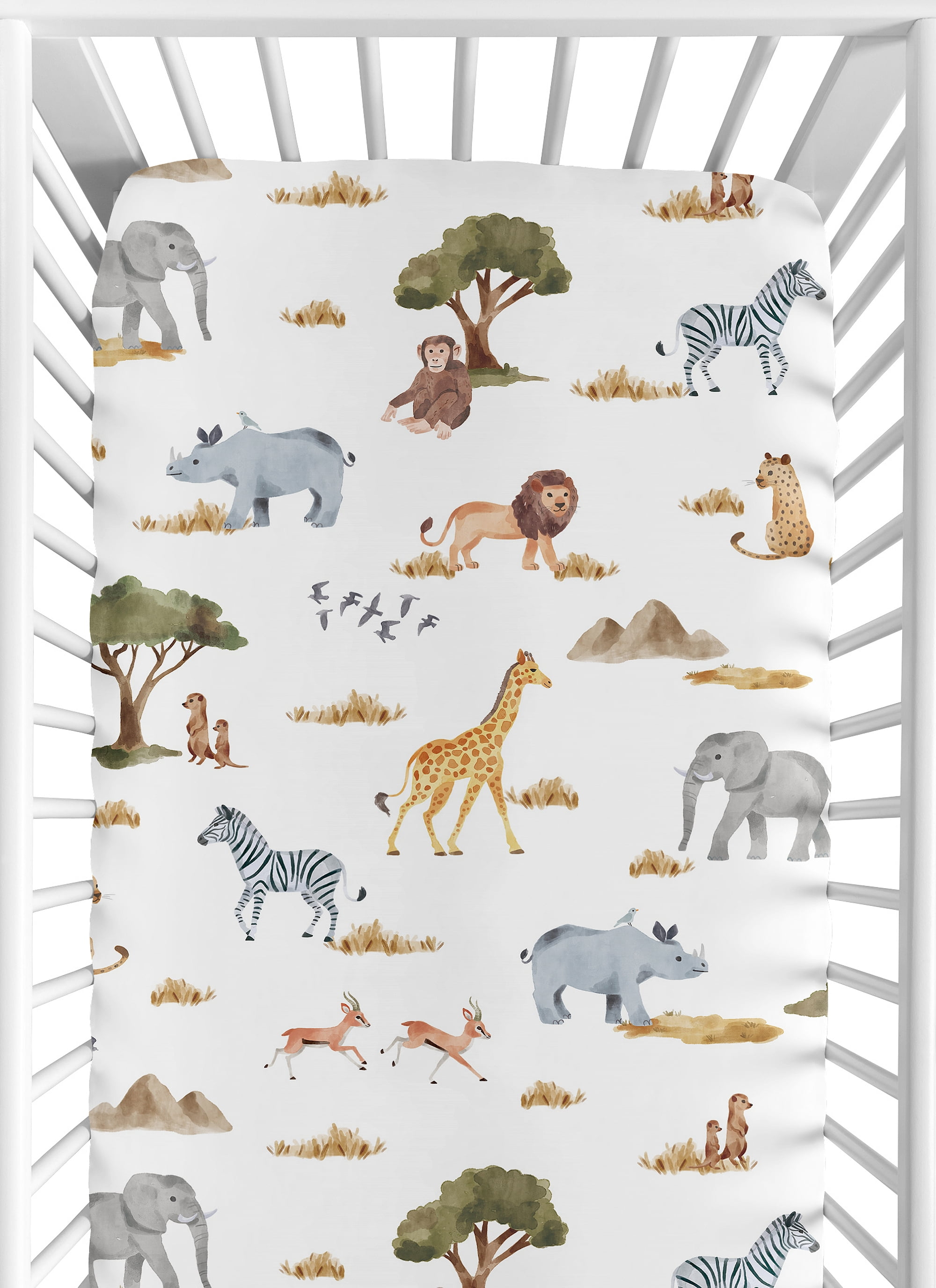 Sweet Jojo Designs Jungle Multicolor Fitted Crib Sheet