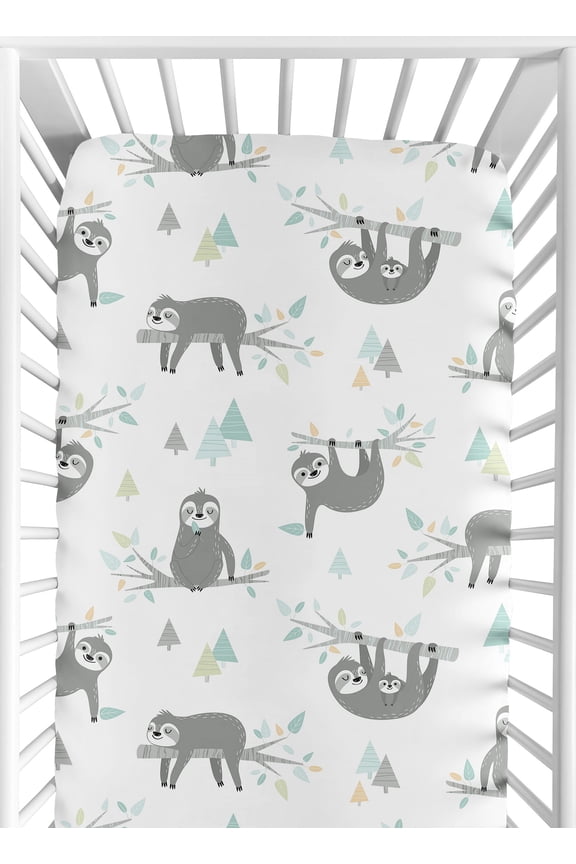 Jungle Sloth Bed Sheets, 52" x 28" x 8" in Fully Elastic Bottom