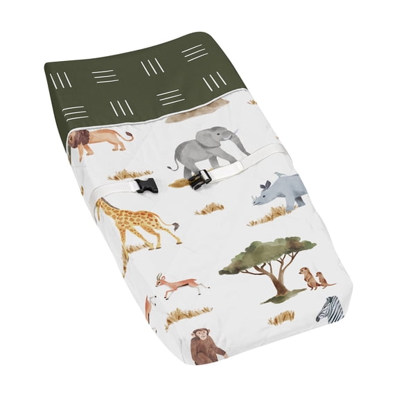 Sweet Jojo Designs Jungle Yellow Orange and White Changing Pad Cover