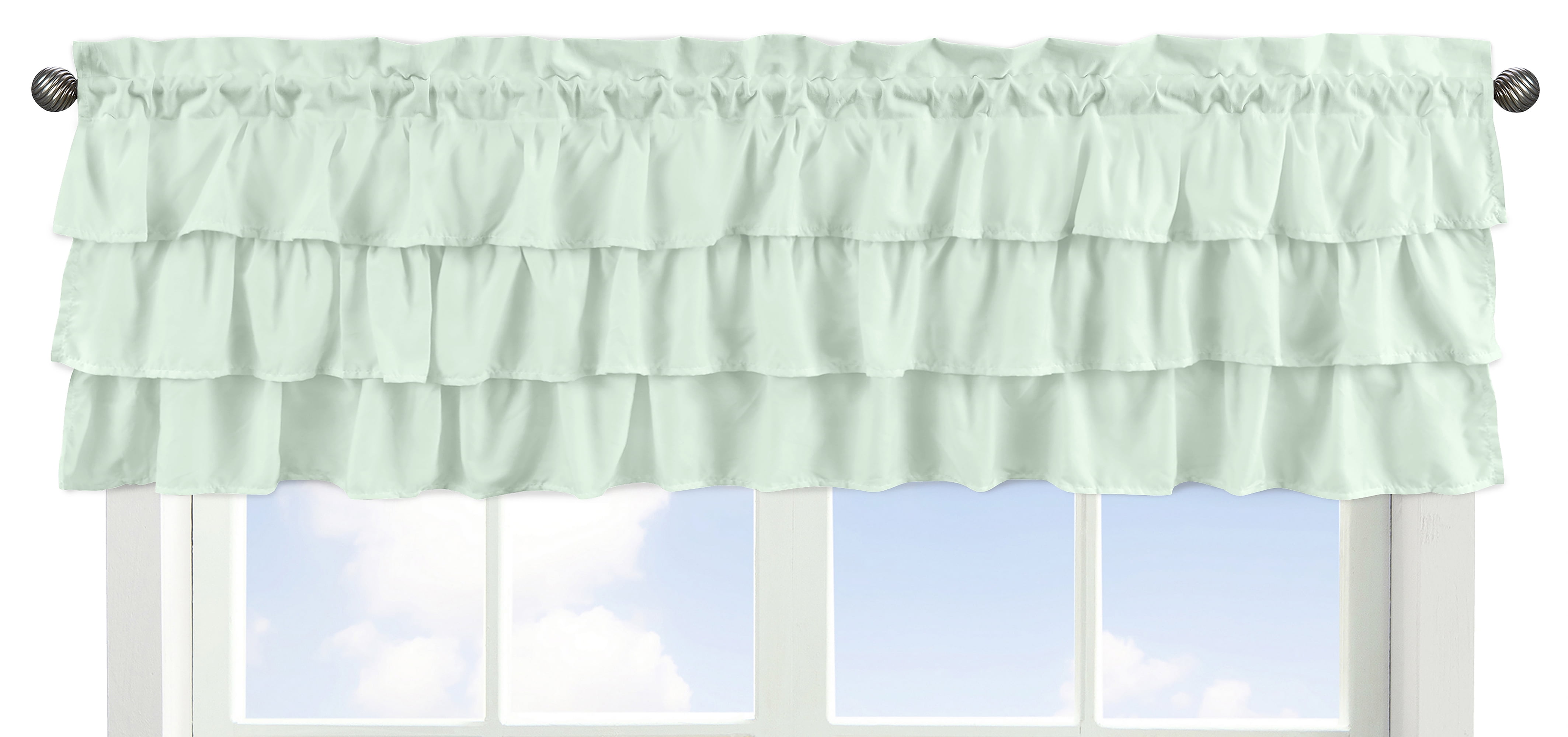 Mint Green Ruffled Rod Pocket Window Valance 54"