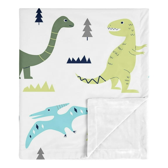 Sweet Jojo Designs Mod Dinosaur Blue Green and Grey Baby Security Blanket
