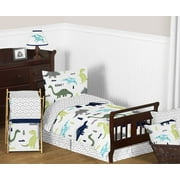 Sweet Jojo Designs Mod Dinosaur Blue and Green Toddler Bed Comforter 5 Piece Bedding Set