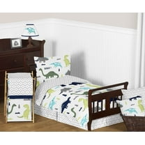 Sweet Jojo Designs Mod Dinosaur Blue and Green Toddler Bed Comforter 5 Piece Bedding Set