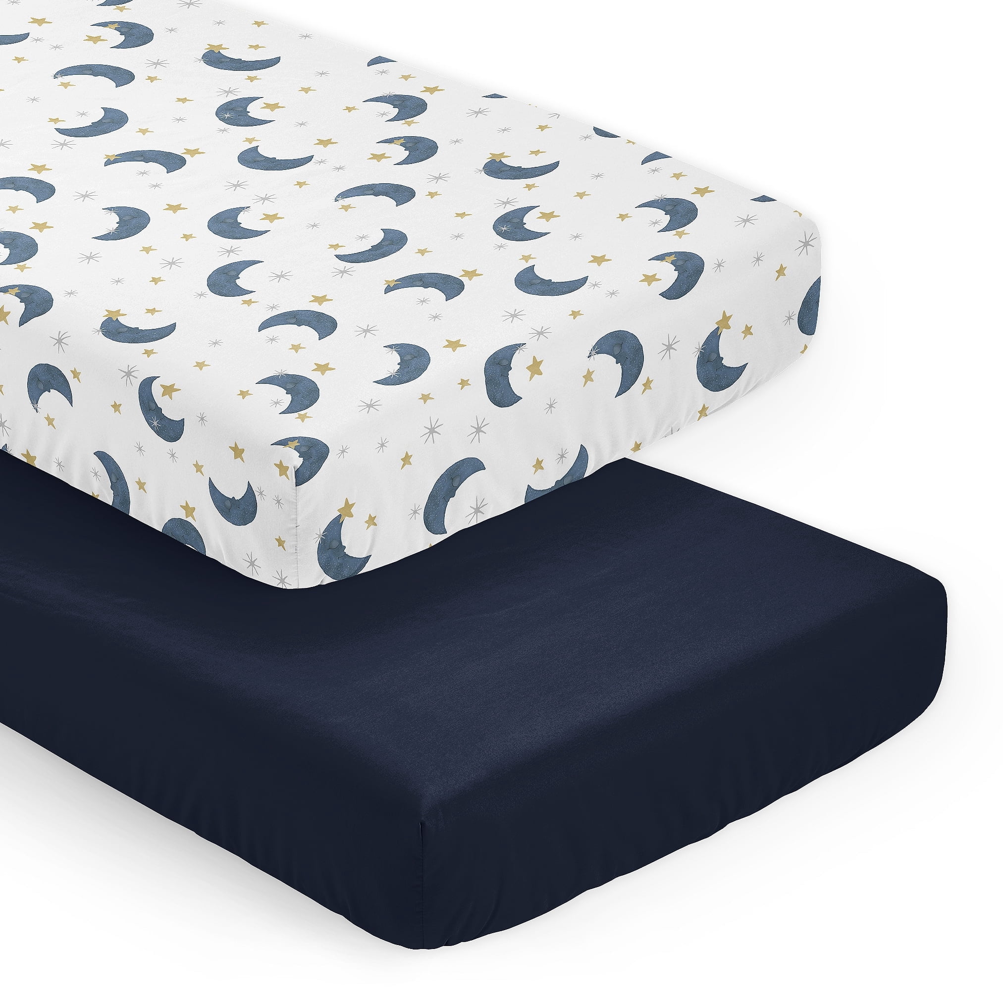 Sweet Jojo Designs Moon Bear Boy, Girl, Unisex/Gender Neutral Fitted Crib Sheets Set 2 Piece