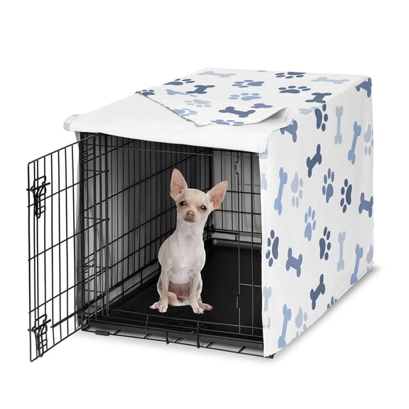 Sweet Jojo Designs Paw and Bone Navy Blue Dog Crate Kennel Cover 24in.