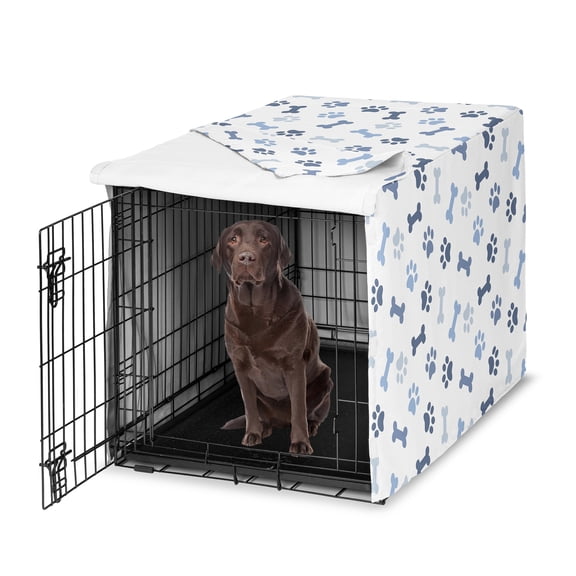 Sweet Jojo Designs Paw and Bone Navy Blue Dog Crate Kennel Cover 42in.
