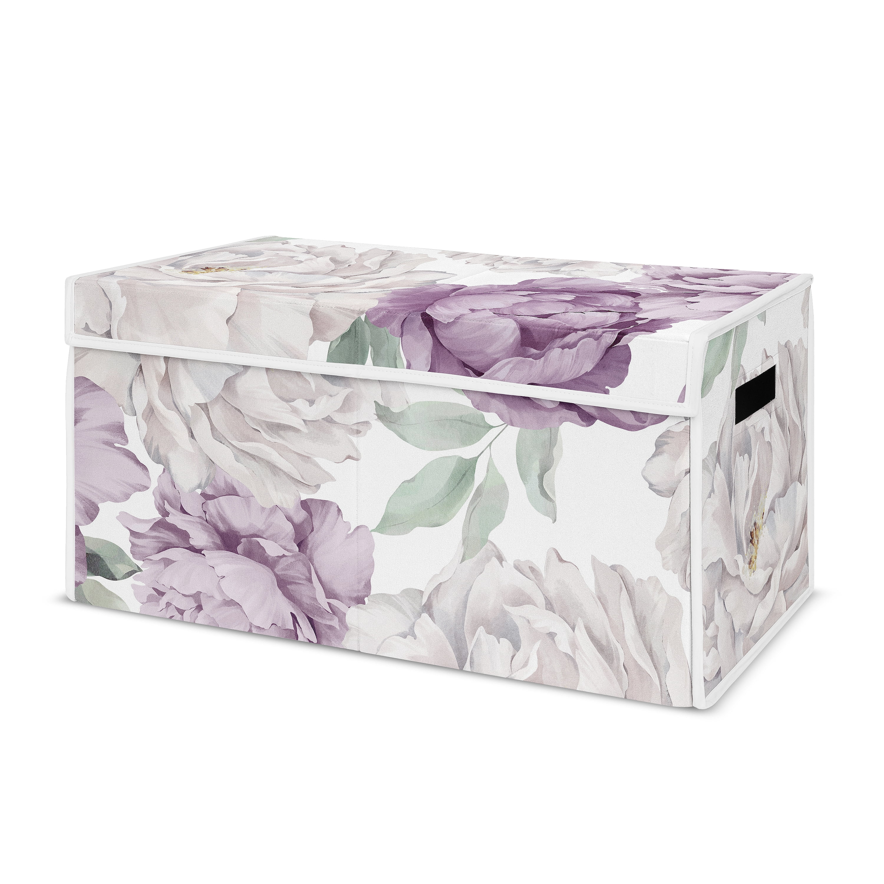 Sweet Jojo Designs Peony Floral Garden Lavender Purple and Ivory Girl Storage Fabric Toy Box