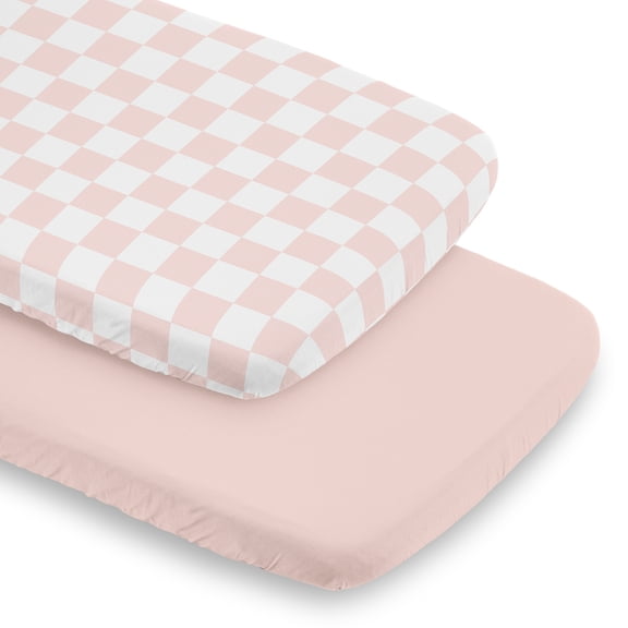 Sweet Jojo Designs Pink Gingham Checkered Plaid Girl Baby Bassinet Fitted Sheets Set 2 Piece