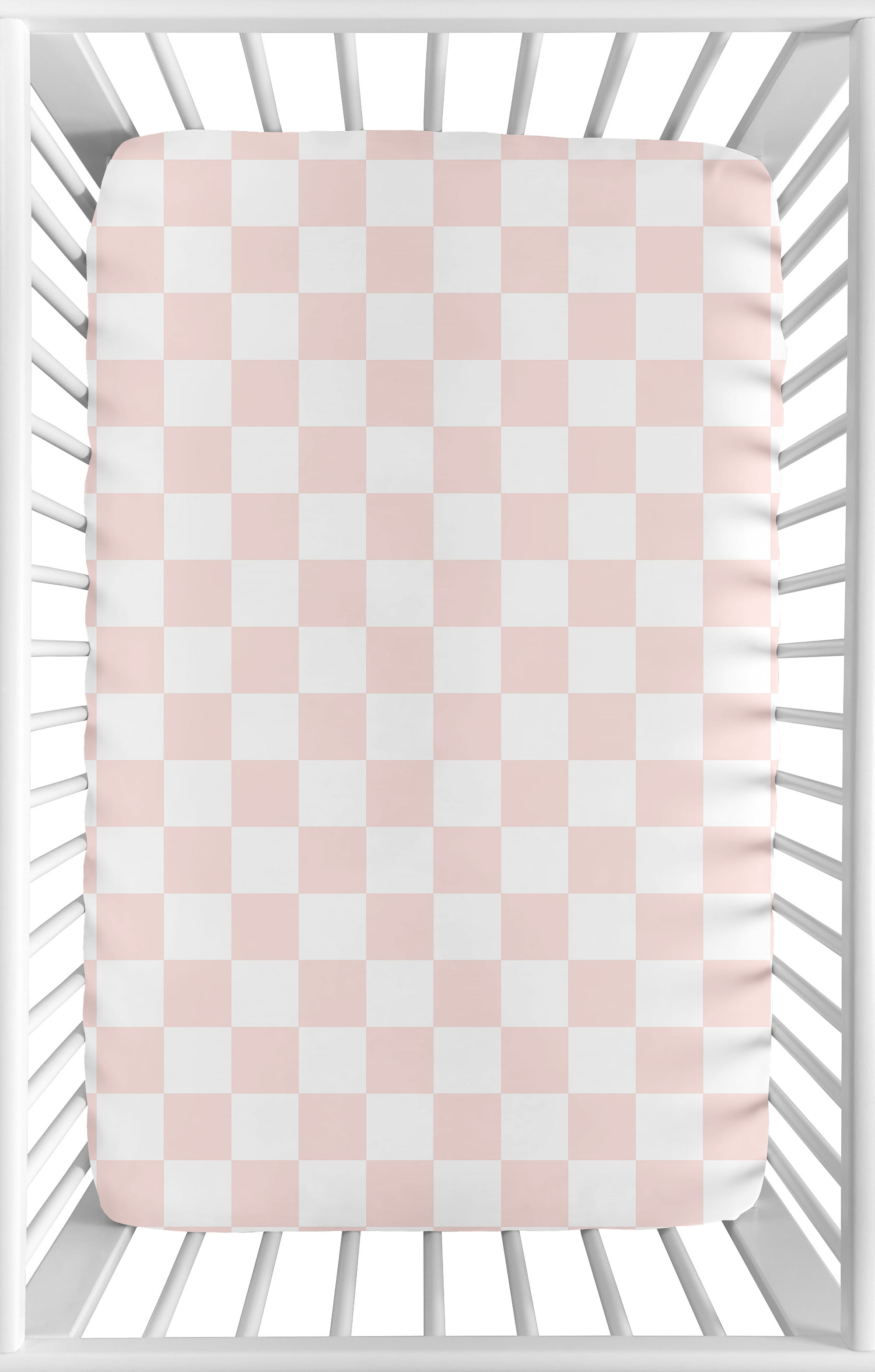 Sweet Jojo Designs Pink Gingham Checkered Plaid Girl Mini Fitted Crib Sheet