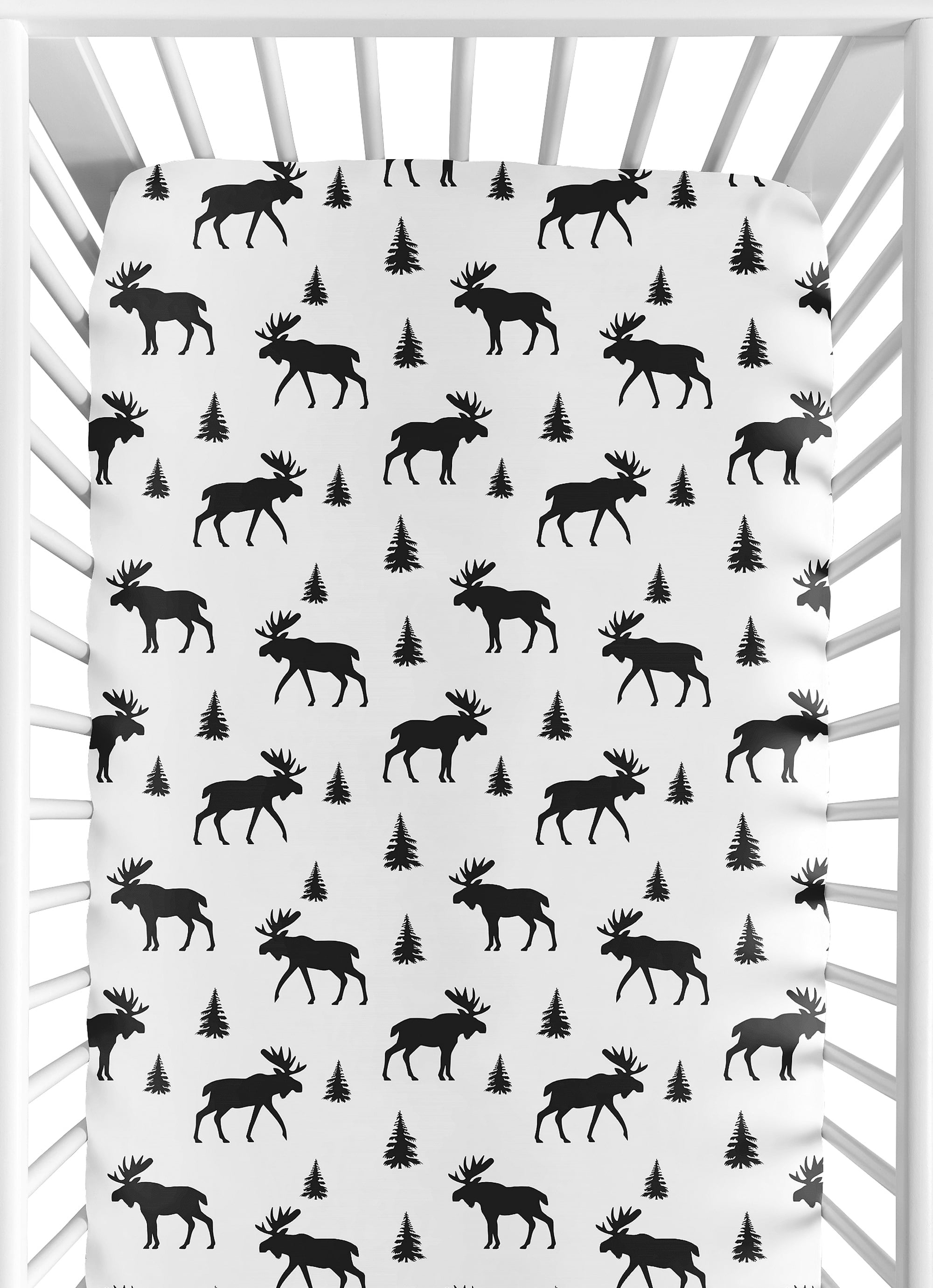 Sweet Jojo Designs Rustic Patch Black and White Fitted Crib Sheet