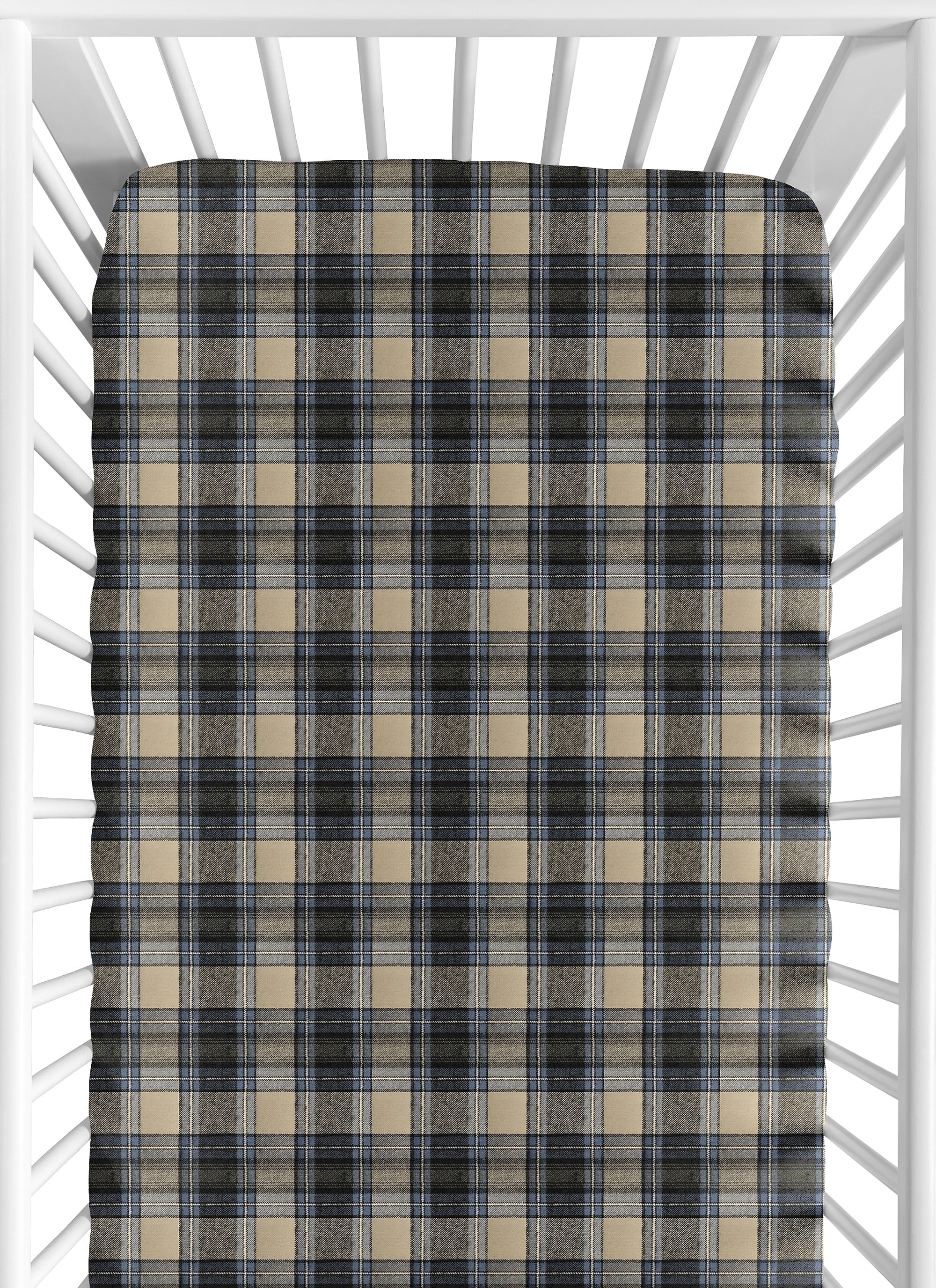 Sweet Jojo Designs Rustic Patch Blue and Tan Fitted Crib Sheet