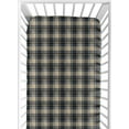 thumbnail image 1 of Sweet Jojo Designs Rustic Patch Blue and Tan Fitted Crib Sheet, 1 of 6