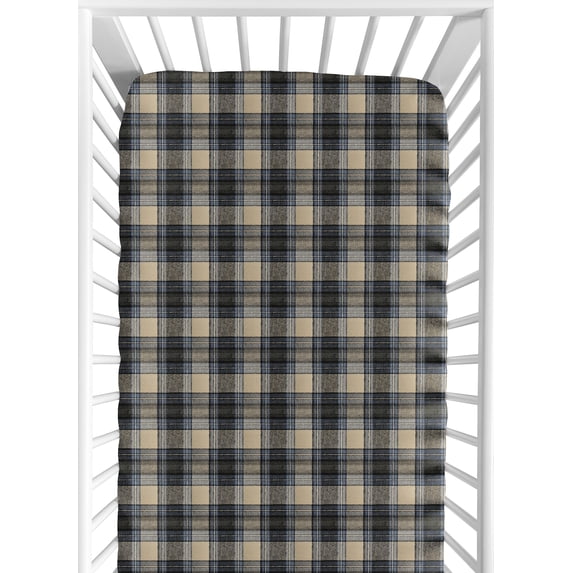 Sweet Jojo Designs Rustic Patch Blue and Tan Fitted Crib Sheet