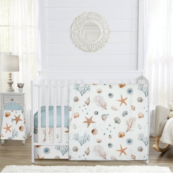 Sweet Jojo Designs Seashells Boy, Girl, Unisex/Gender Neutral Crib Bedding Set 4 Piece