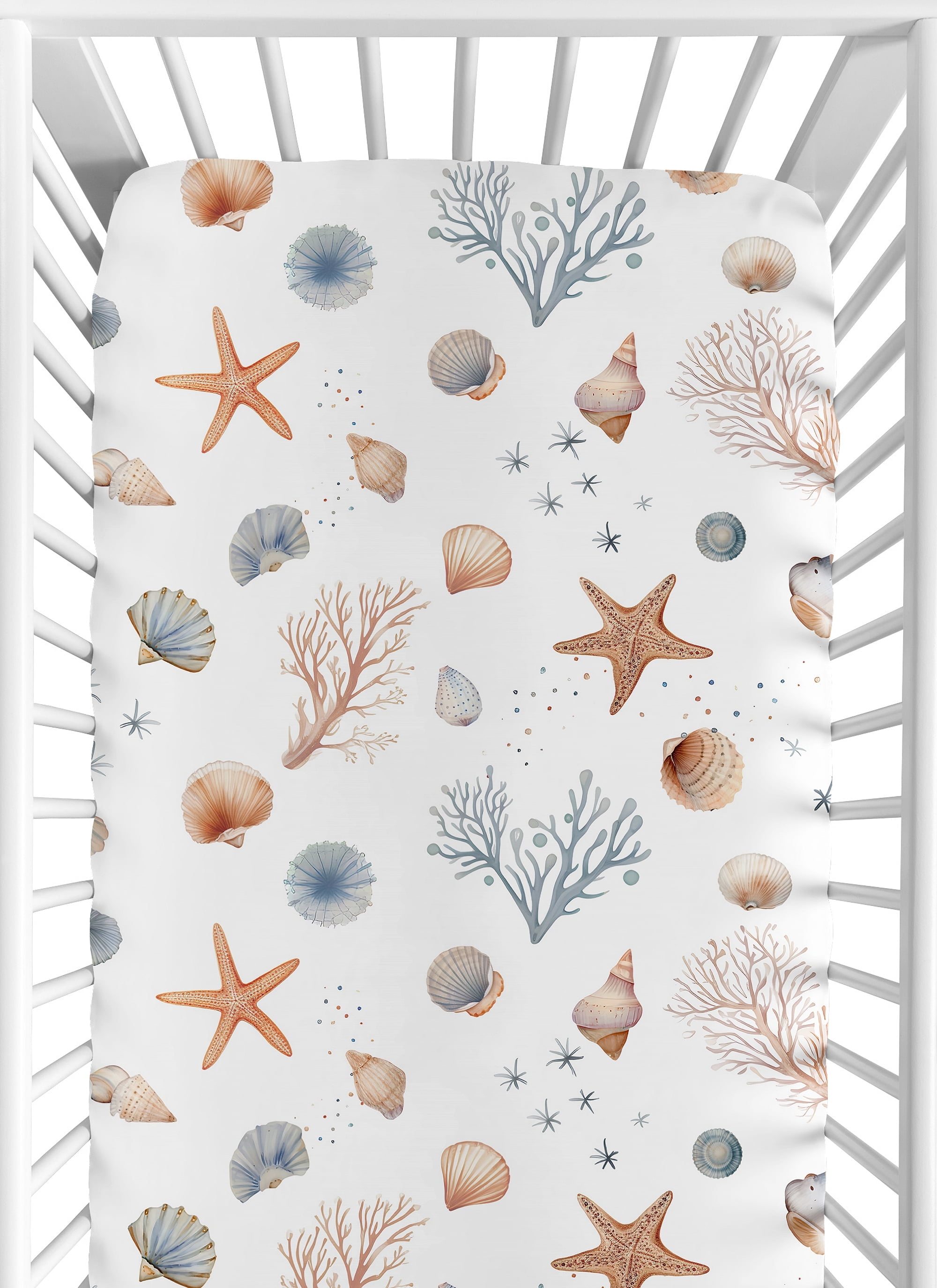 Sweet Jojo Designs Seashells Multicolor Fitted Crib Sheet