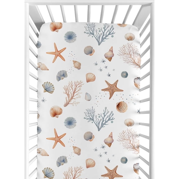 Sweet Jojo Designs Seashells Multicolor Fitted Crib Sheet