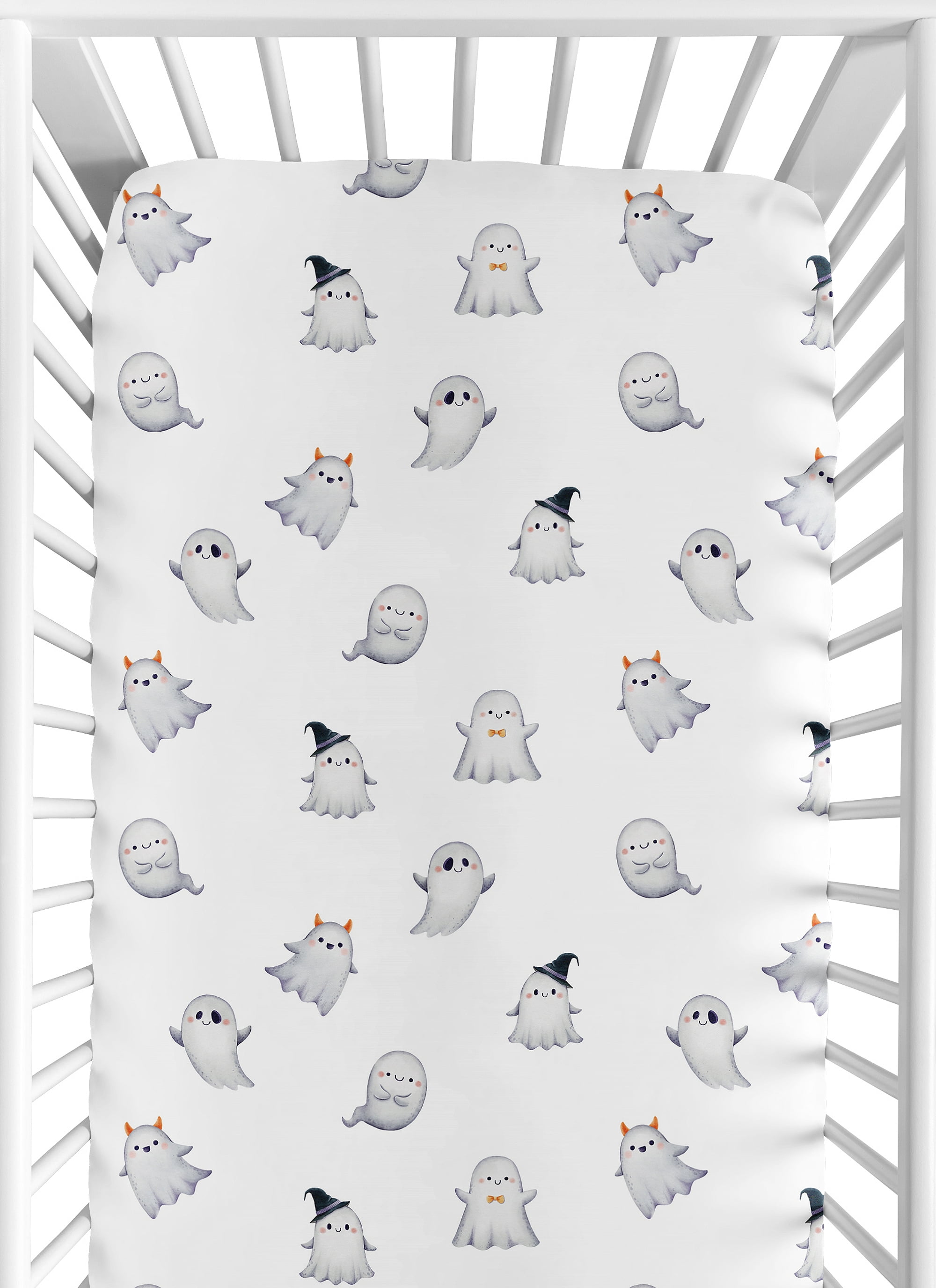 Sweet Jojo Designs Seasonal Halloween Ghosts Boy, Girl, Unisex/Gender Neutral Fitted Crib Sheet