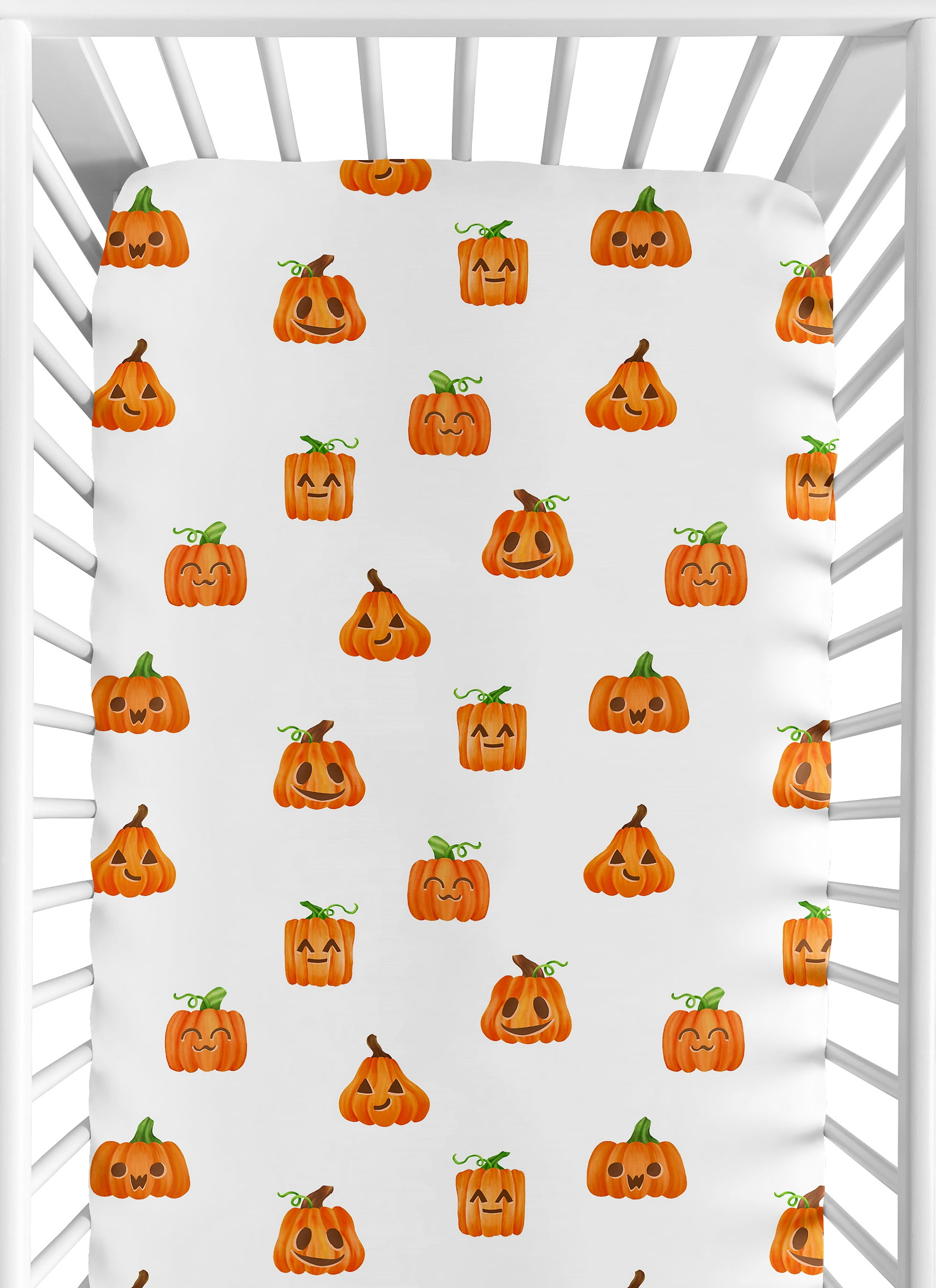 Sweet Jojo Designs Seasonal Halloween Pumpkins Boy, Girl, Unisex/Gender Neutral Fitted Crib Sheet