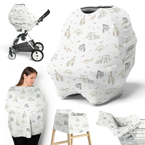 Sweet Jojo Designs Serengeti Animals Boy, Girl, Unisex/Gender Neutral Multi Use Baby Car Seat and Nursing Cover