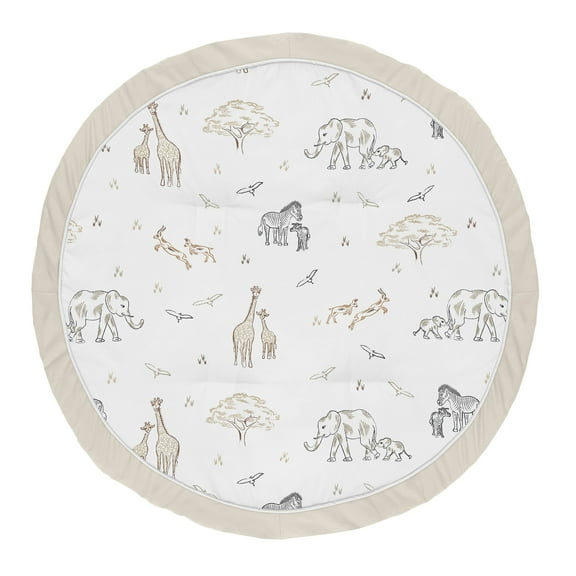 Sweet Jojo Designs Serengeti Animals Taupe Grey and White Baby Play Mat
