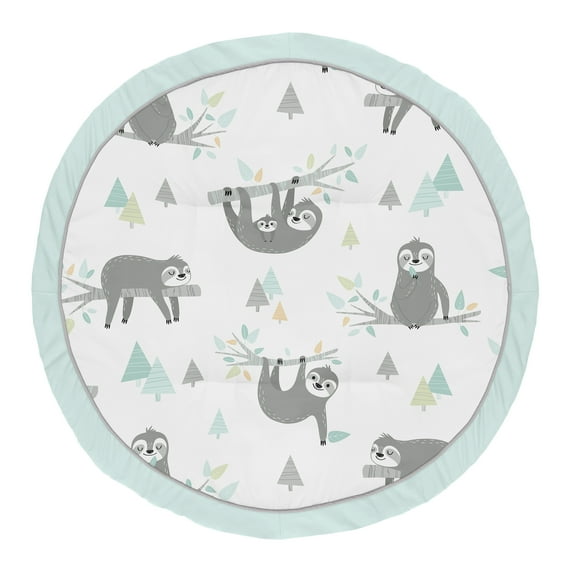 Sweet Jojo Designs Sloth Aqua, Grey, Lime Green and White Baby Play Mat