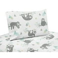 thumbnail image 1 of Sweet Jojo Designs Sloth Blue Grey and White 3 Piece Twin Size Sheet Set, 1 of 2