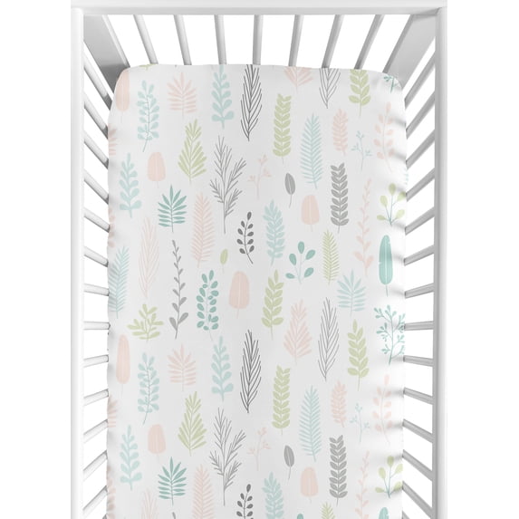 Sweet Jojo Designs Sloth Pink and Blue Fitted Crib Sheet