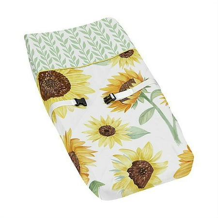 Sweet Jojo Designs Sunflower Changing Pad Cover in Yellow/Green