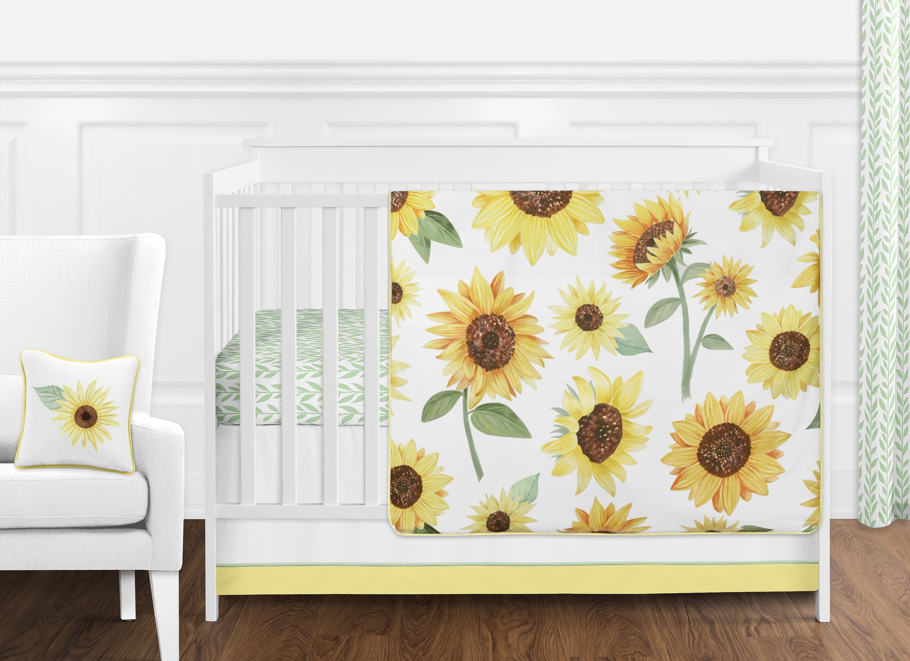 Sweet Jojo Designs Sunflower Yellow Brown and Green 11 Piece Crib Bedding Set