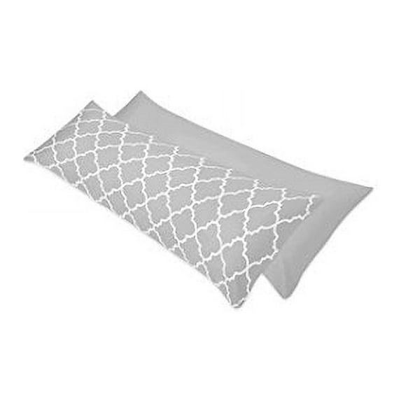 Sweet Jojo Designs Trellis Grey and White Body Pillow Cover Case 54x20 (Pillow Not Included)