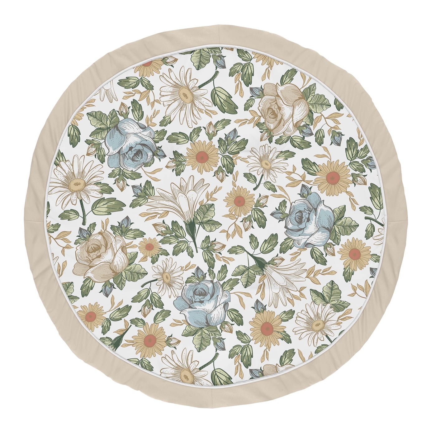 Sweet Jojo Designs Vintage Floral Blue Yellow and Beige Baby Play Mat