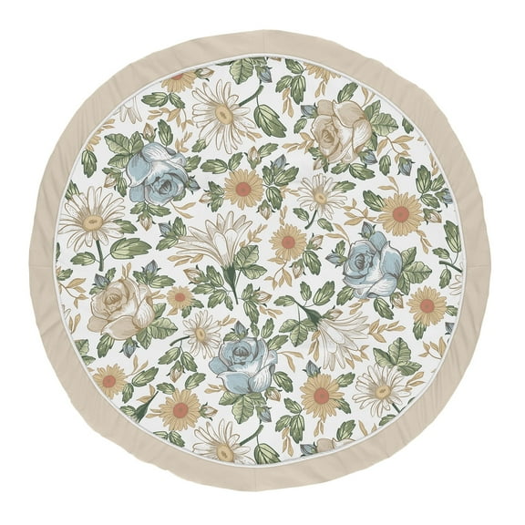 Sweet Jojo Designs Vintage Floral Blue Yellow and Beige Baby Play Mat